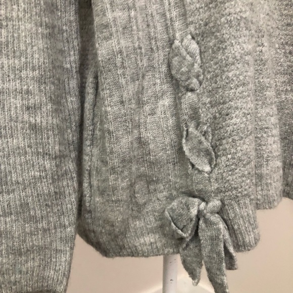 Umgee Heather Gray Cozy Knit Front Tie Slouchy Sweater - Picture 8 of 12